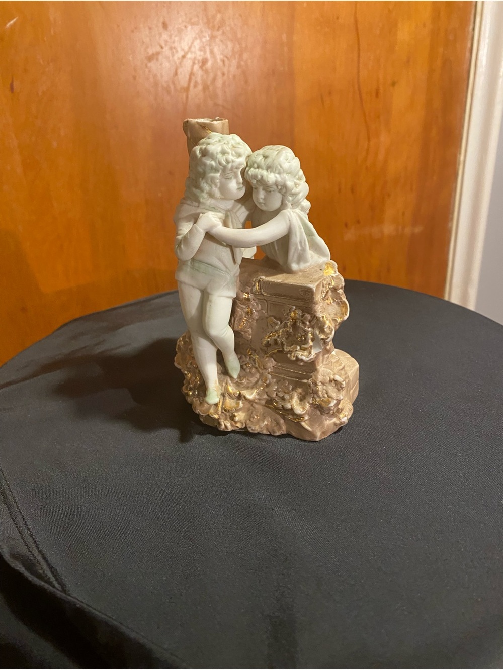 Porcelain Cherub Figurine in Cream and Gold - Home Art